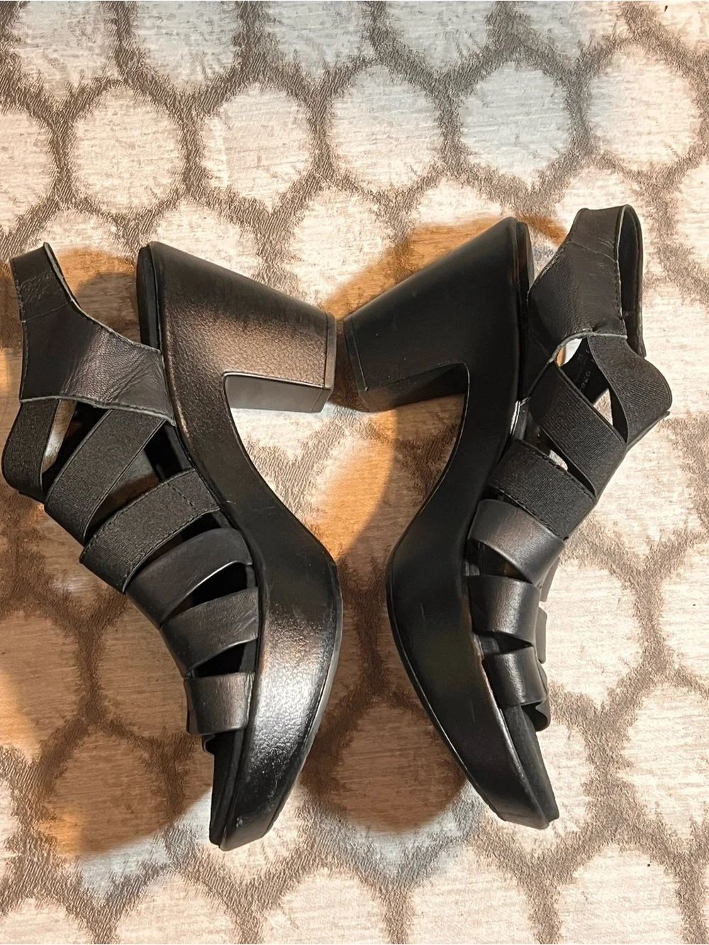 Munro Black Strappy Platform Slingback Sandals